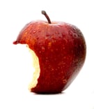 apple in red half beaten isolated over a white background